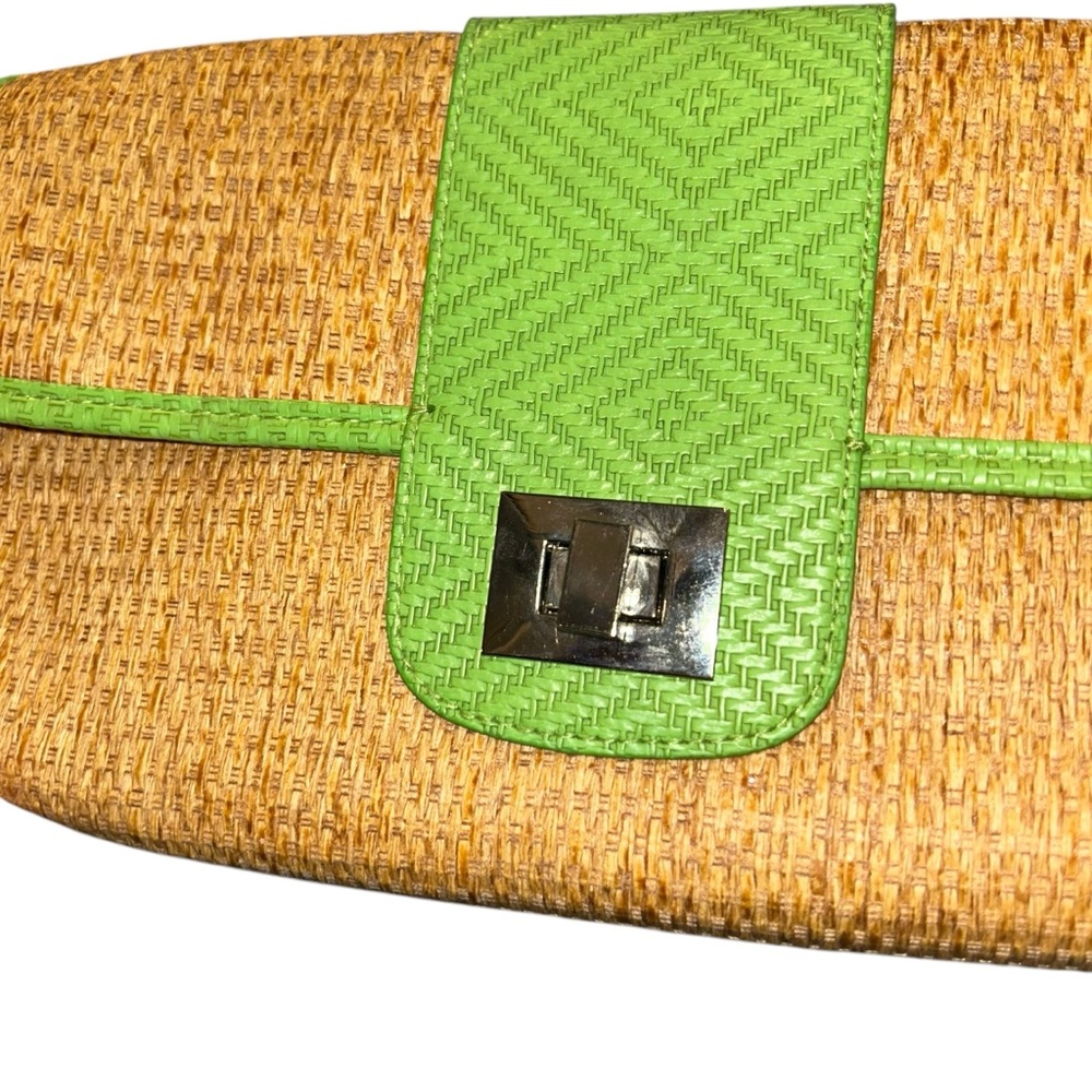 Gap NEW tags NWT straw Spring Green trim straw woven Tan Women's Clutch